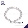 Fashion adjustable silver white pearl bracelet